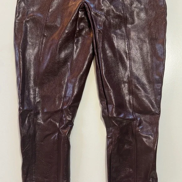 🍷 Spanx Faux Leather Burgundy Leggings Jeggings Women’s Size Medium - Picture 4 of 7